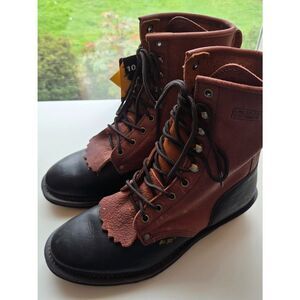 AdTec Packer Kiltie 9 Inch Shaft Packer Work Boot Mens 10.5 Brown Black Leather